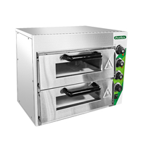 Four à pizza miniature à double niveau, tout en acier inoxydable, électrique 3000W, chauffage par pierre, 0-350°C ° C EPO-2S