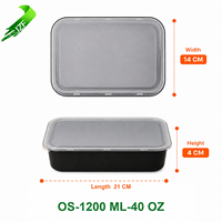 Conteneur rectangulaire jetable pour micro-ondes de 40 oz, boîte à lunch en plastique avec couvercle, sans BPA, durable, étanche, recyclable
