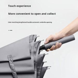 Parapluie de golf de haute qualité au design européen avec 8 baleines en fibre de verre, diamètre ouvert de 130 cm, commande semi-automatique, panneau en pongé - Product Image 4