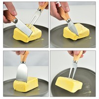 Mini-fourchette à fromage en acier inoxydable, couteau à beurre, couteau à fromage avec manche en bois, ensemble de 4 couteaux à fromage pour plateau de charcuterie