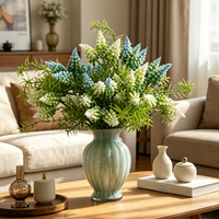 Bouquet réaliste de jacinthe artificielle Muscari, mini jacinthe artificielle avec verdure pour la décoration de la maison, des tables de mariage et des vases