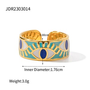 Vente en gros d'anneaux irréguliers en acier inoxydable plaqué or 18K PVD, pierre naturelle bleue, anneaux empilables pour femmes - Product Image 5