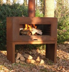 Garden <strong>Outdoor</strong> Warming Corten Steel <strong>Fireplace</strong> &amp; BBQ Grill - Product Image 2