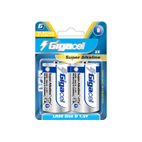 Batería Seca Gigacell D 1.5V Super Alcalina LR20 para Electrodomésticos