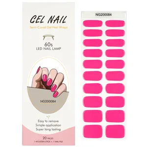 Huizi Uv Gel Hot Selling Long Lasting Full Gel Nail Sticker Semi Cured Gel Nail Wraps Press On Nails/Tiktok