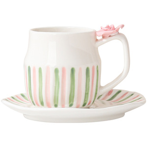 Juego de Taza y Plato de Café de Cerámica de Diseño Moderno, Tazas de Café de Cerámica de Alta Gama con Platos para el Hogar - Product Image 1