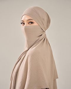 Dài Mới Hồi Giáo Phụ Nữ Hồi Giáo Quần Áo Bán Buôn Eid Cầu Nguyện Hijab <span class=keywords><strong>1</strong></span> Lớp Dài Niqab Rắn Màu Headscarves Khăn Choàng Khimar - Product Image 4