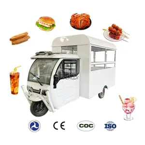 Hot Sale Electric Enclosed Tuk Tuk Electric Tricycle 3 Wheels Big Space Vending Snack Food Cart Mobile Fast Food Truck