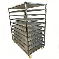 Chariot de four rotatif professionnel en acier inoxydable SUS 304 316 600 x 400 avec demi-étagères à pain en aluminium pour refroidissement