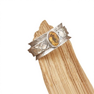 Bague de mariage en citrine naturelle, argent sterling 925, pierre précieuse jaune pour femme, pierre de naissance de novembre, bijoux fins, vente en gros - Product Image 1