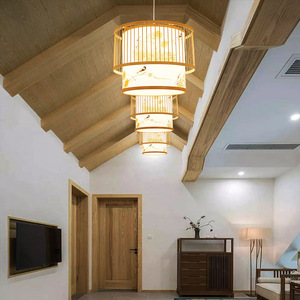 Lámpara Colgante de Bambú Estilo Chino Yumesho, Color Natural, 10-15 m², para Sala de Estar, Dormitorio, Estudio - Product Image 4