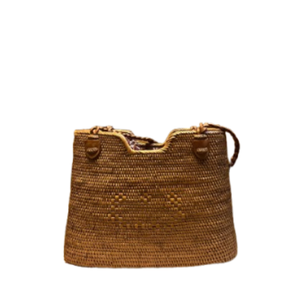 Achetez maintenant Lombok Artisan Tissé à la main Ketak Fourre-tout Artisanat traditionnel indonésien avec poignée torsadée en cuir Artisanat en osier - Product Image 2