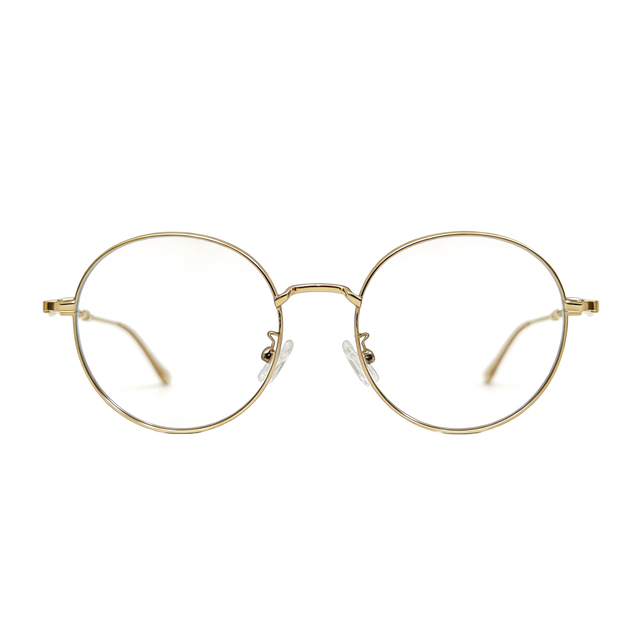 Titanium Gold Vintage Optical Frames CR39 Mirror Anti-Blue Light Prescription Eyeglasses Unisex Bulk Wholesale