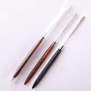 Accessoires de manucure multifonctionnels de luxe, tige de mélange de colle en acier inoxydable avec manche en bois naturel et virole sertie, vente en gros - Product Image 2