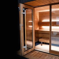 Ruang Sauna Luar Ruangan Kayu Solid Modern untuk 1 Orang dengan Panel Kontrol Komputer, Uap Kering Inframerah Jauh untuk Berkeringat
