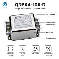 Filtre anti-bruit monophasé CA QDEA4-10A-D 10A 250VAC à double étage, type terminal, profil bas, CE RoHS pour variateur de fréquence