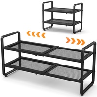 Organizador de Zapatos Metálico Apilable, Expandible y Ajustable con Diseño que Ahorra Espacio para Sala de Estar, Garaje y Entrada