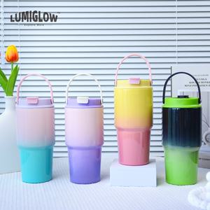 Taza de paja de acero inoxidable aislada grande de 30oz, taza térmica portátil de doble pared para deportes al aire libre con tapa, producto transfronterizo - Product Image 2