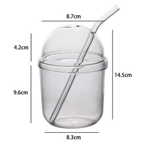 Copo de Sobremesa de Vidro Borossilicato de 400ml, Transparente, Livre de BPA, Resistente ao Calor, Reutilizável, com Tampa e Canudo - Product Image 6