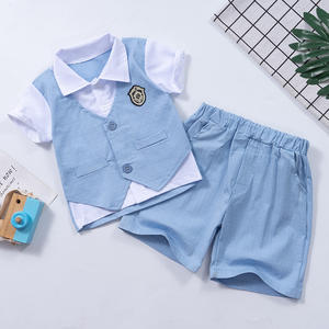 2022 i nuovi vestiti caldi del ragazzo del bambino del grano del reticolo per i bambini <span class=keywords><strong>1</strong></span>-5 anni pantaloncini del ragazzo di prezzi bassi per il vestito delle magliette dei bambini del capretto - Product Image 4