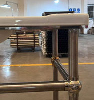 Base de vanité de salle de bain en acier inoxydable de style italien haut de gamme étagère en verre ouverte cadre de tube métallique comptoir de lavage pied d'évier intégré
