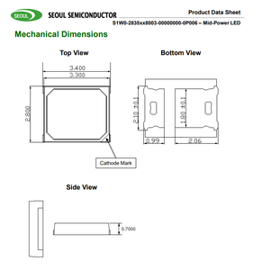 ชิป LED SMD รุ่น SEOULs STW8A2PD-E1(H) S1W0-2835xx8003-00000000-0P006 ขนาด 3528 กำลังไฟ 0.5 วัตต์ แรงดันไฟฟ้า 3.2 โวลต์ กระแสไฟ 150 มิลลิแอมป์ ความสว่าง 32 ลูเมน CRI80 มุมกระจายแสง 120 องศา สีขาว - Product Image 4