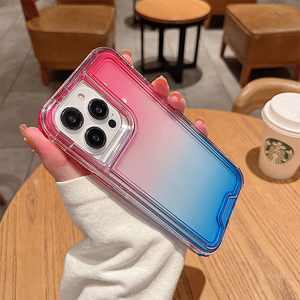 Custodia Protettiva di Lusso per Telefono a Tre Strati in TPU e PC, Impermeabile, Trasparente, con Gradiente <span class=keywords><strong>Arcobaleno</strong></span>, Antiurto - Product Image 1