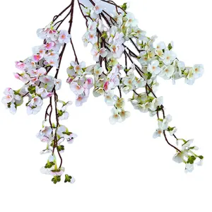 105cm de haut fausse décoration de mariage rose clair blanc en soie branche japonaise fleurs de cerisier artificielles avec tiges