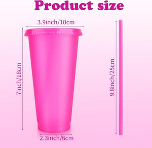 Plastic Reusable PP Stadium <b>Coffee</b> Pink Cup Mug with Straw and Lid Custom Logo - Product Image 2