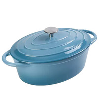 Cocotte hollandaise classique ovale à deux poignées pour la cuisson du pain, rôtissoire à dinde en fonte émaillée antiadhésive
