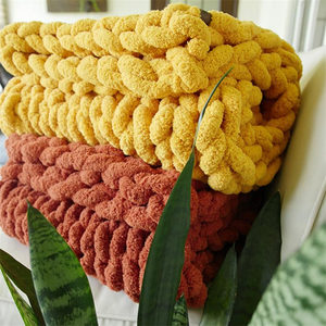 Chunky Knit Luxury <strong>Throw</strong> Blanket <strong>Knitted</strong> Soft Polyester Chenille Baby Blanket - Product Image 2