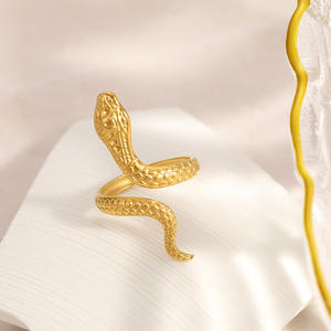 Snake Shape Gold Plated Open <b>Ring</b> Unisex Fashion Jewelry Gift - Product Image 4