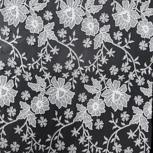 Lentejuelas transparentes y tela de encaje floral con cuentas para vestidos de novia | GCW-506305-1-DJ - Product Image 4