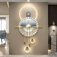 Peinture décorative moderne pour entrée de salon, éclairage LED 3D suspendu, décoration intérieure de luxe, art mural, horloge murale