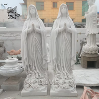 BLVE sculpté à la main grandeur nature religieux notre dame Sculpture moules en pierre Figure blanc marbre Mary Statues en stock