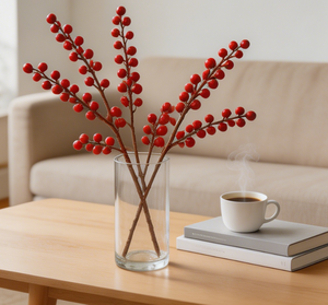 เบอร์รี่ประดิษฐ์ตกแต่งคริสต์มาสเบอร์รี่มหัศจรรย์สีแดงจัดดอกไม้นำโชคสำหรับตกแต่งปีใหม่ - Product Image 3