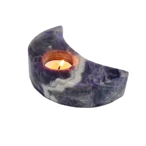 紫水晶烛台水晶石英烛台装饰石材烛台家居装饰