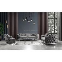 Ensemble de canapés en cuir véritable au design luxueux pour salon, avec structure métallique simple, pieds en velours, mobilier de maison, rembourrage en éponge