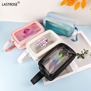 Làm cho logo của riêng bạn túi màu hồng trong suốt rõ ràng PVC dây kéo không thấm nước mỹ phẩm Túi du lịch trường hợp vệ sinh cá nhân Pouch - Product Image 3