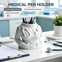 Porte-stylo créatif en forme de corps d'infirmière ou de médecin, imprimé en 3D, organisateur de bureau, figurine artisanale, vente en gros