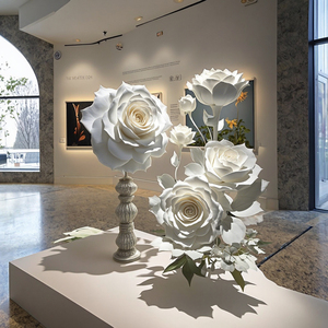 Hoa hồng trắng giấy nhân tạo khổng lồ, không thấm nước và trang nhã, kiểu cổ điển, dùng trang trí lễ hội, đám cưới, tiệc tùng, sắp đặt bàn - Product Image 2