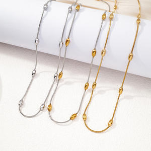 Collar <span class=keywords><strong>de</strong></span> <span class=keywords><strong>Cadena</strong></span> <span class=keywords><strong>de</strong></span> Eslabones con Cuentas <span class=keywords><strong>de</strong></span> Serpiente, Chapado en Oro <span class=keywords><strong>de</strong></span> 18K PVD, <span class=keywords><strong>de</strong></span> Acero Inoxidable, Estilo Italiano, Venta al por Mayor, Unisex, Regalo <span class=keywords><strong>de</strong></span> Aniversario - Product Image 2