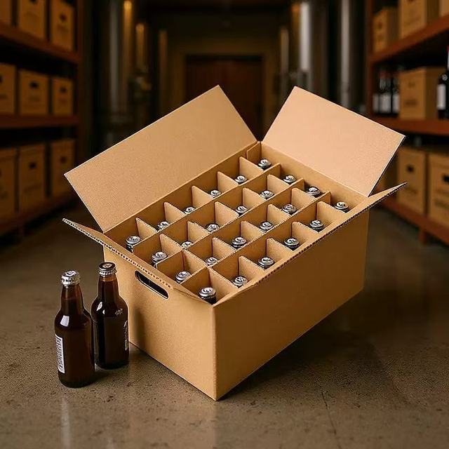 Corrugated Cardboard Wine Box for Bedding & Shipping Handmade Moving Box with 4-14 Bottle Holders and Assembled Dividers