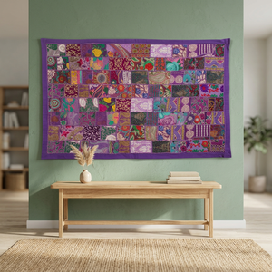 Tapiz bordado a mano vintage con patchwork, decoración textil para colgar en la pared, para decoración del hogar y bodas, suministro al por mayor. - Product Image 3