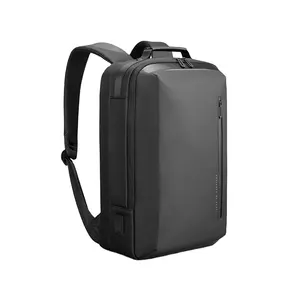 Amostra grátis de mochila masculina para laptop de negócios, mochila à prova d'água com carregamento USB, bolsa preta e elegante, moda 2020, carregamento por USB