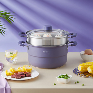 Casserole vapeur en acier inoxydable Bear à 3 niveaux avec couvercle pour cuisson au gaz et à induction - Product Image 3
