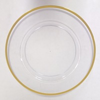 Assiette en plastique transparente en acrylique de 13 pouces avec bordure dorée américaine pour mariage, Noël, fête de naissance, décoration de fête