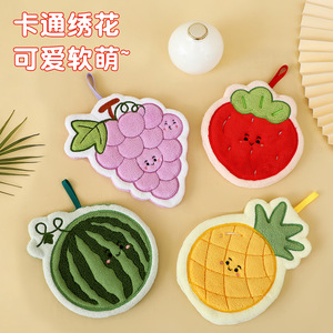 Cute Fruit Hand Towel Cartoon Coral Fleece Quick Dry Kitchen Bathroom Towel For Children - Product Image 3
