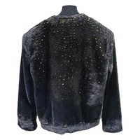 MOQ : 1 pièce |   Veste thermique personnalisable en fausse laine, faite à la main, avec sequins tête de tigre, collection automne-hiver 2025, style industriel français