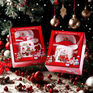 KZR - Vente en gros de cadeaux promotionnels de Noël - Tasse en céramique bon marché avec couvercle et cuillère - Product Image 6
